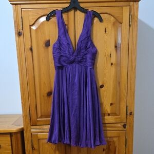 Elegant Purple Silk Sleeveless Dress